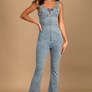 Lulus Light Wash Denim Jumpsuit